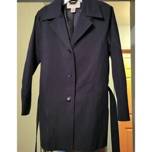 Eddie Bauer Trench Coat Black Button Up